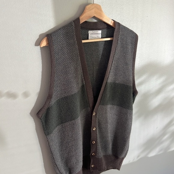 Christian Dior Men’s Vintage Button up Knit Vest Size Large - Picture 5 of 8